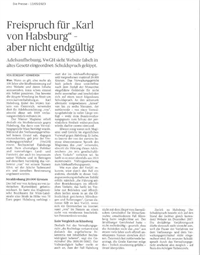 „Die Presse“ vom 13. Mai 2023, www.diepresse.com Freispruch - Habsburg - nicht endgültig